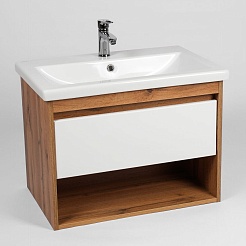 Viant Мебель для ванной Бостон 60 1 ящик подвесная белая/дуб вотан – фотография-3